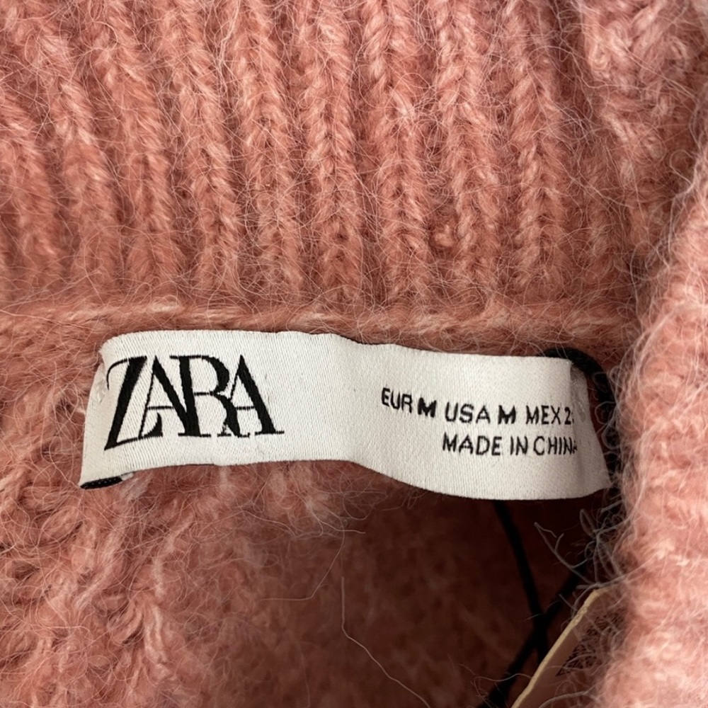 Zara Pink Balloon Sleeve High Neck Sweater NWT - Picture 6 of 7